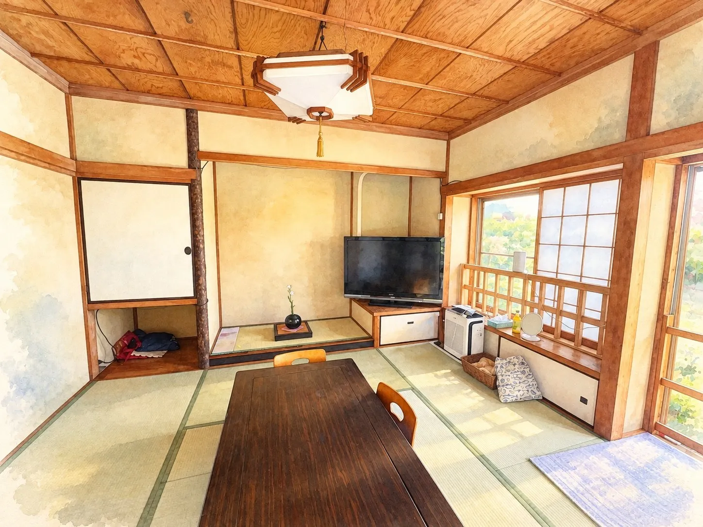 The upstairs tatami room