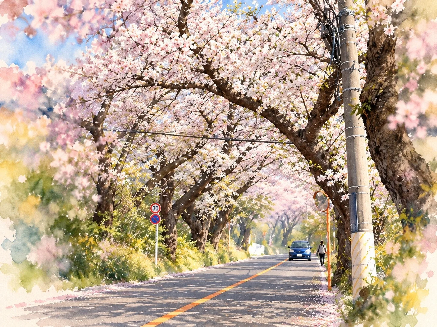 Cherry blossoms on the road to Shonandaira